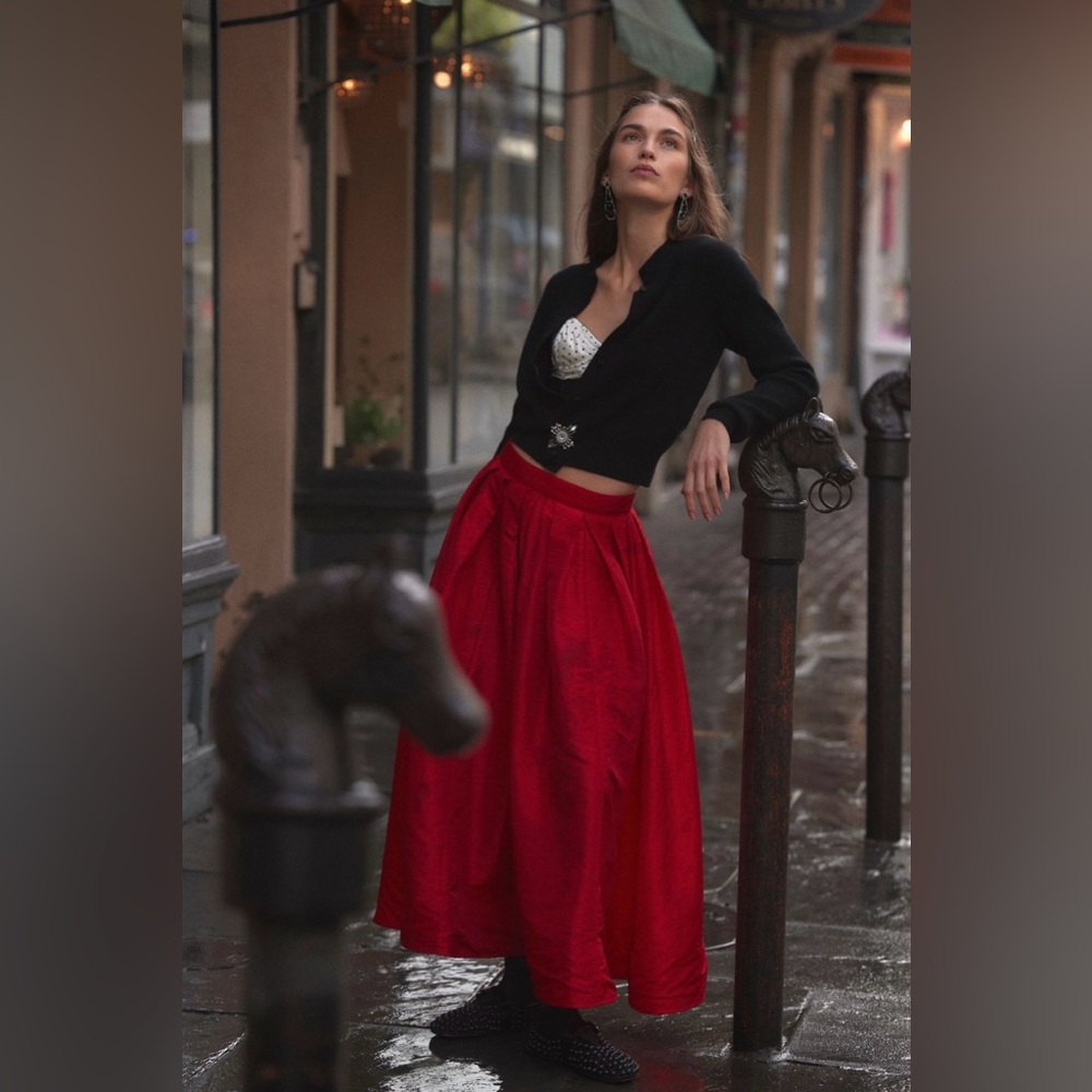 Free People Emilia full skirt in high risk red